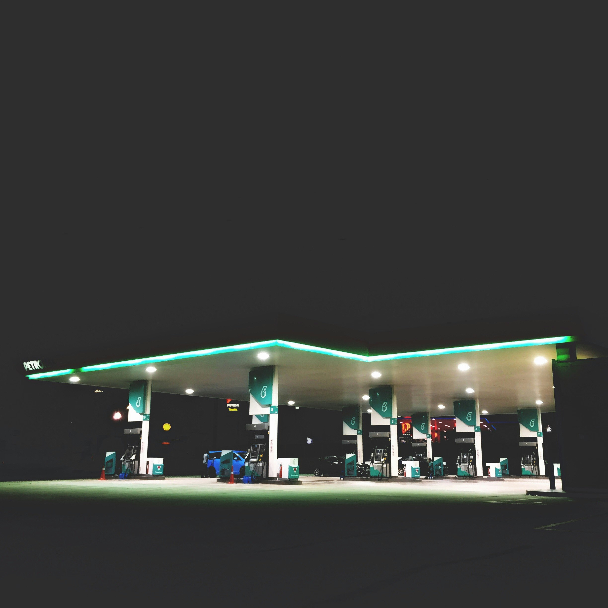 gas station with light